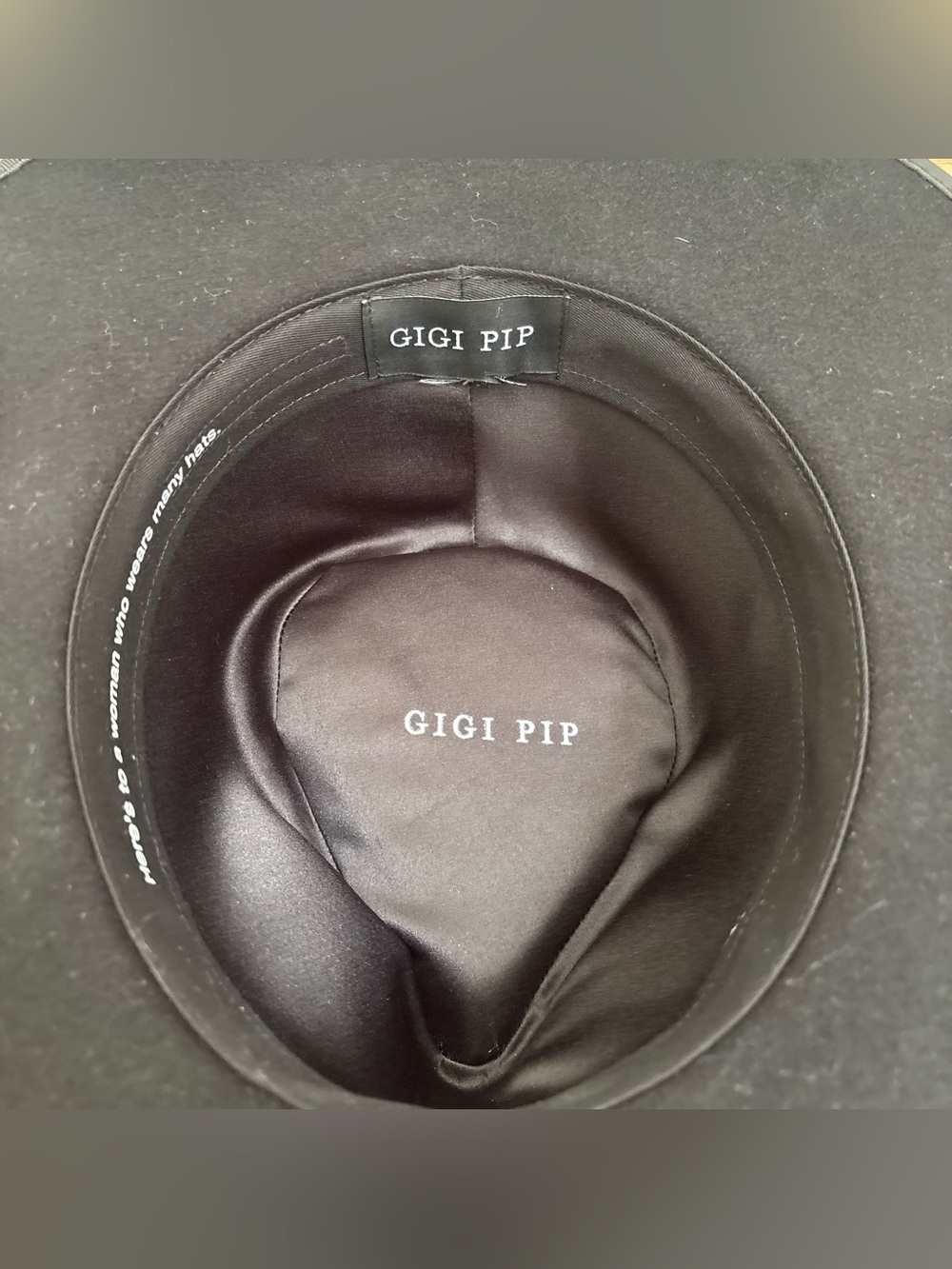 Gigi Pip black Monroe Rancher felt fedora hat size M/L adjustable western - Picture 7 of 8